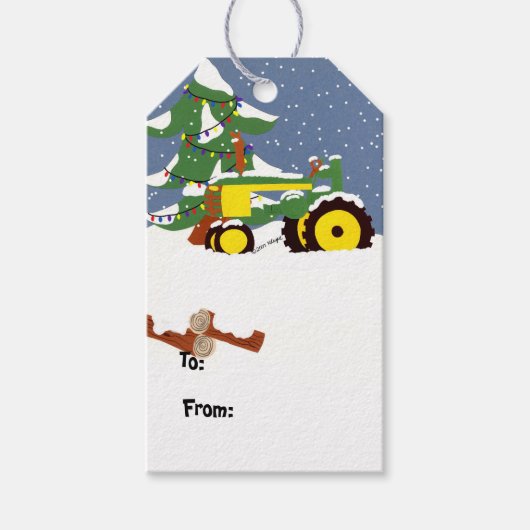 Tractor Weihnachtsgeschenke Tags Geschenkanhänger (Vorderseite)