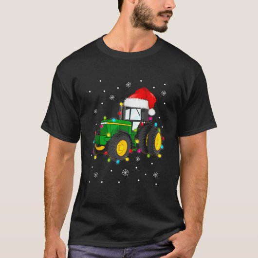 Tractor Weihnachtsschmuck Tree Xmas Lights Pajama T-Shirt (Vorderseite)