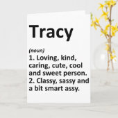 Tracy Definition Personalisierter Name Lustiger Ge Karte (Gelbe Blume)