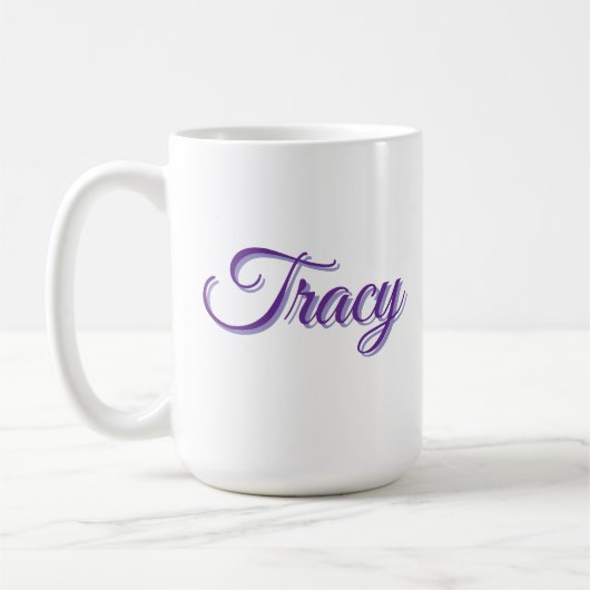 Tracy Mädchenname in Lila, Kaffeetasse (Links)
