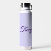 Tracy Mädchenname in Lila, Trinkflasche (Rückseite)