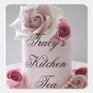 Tracy's Kitchen Tea Quadratischer Aufkleber