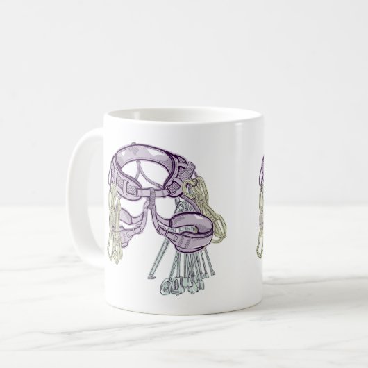 Trad Klettergurt und Ausrüstung Kaffeetasse (Vorderseite Links)
