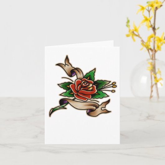 Trad Tattoo 005 Aufkleber Karte (Gelbe Blume)