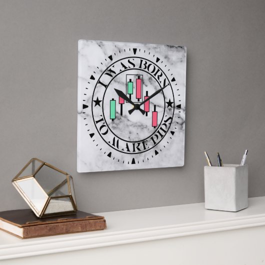 Trade Design | Bearish pattern Marble | Pips Quadratische Wanduhr (Büro)