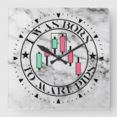 Trade Design | Bearish pattern Marble | Pips Quadratische Wanduhr (Vorderseite)
