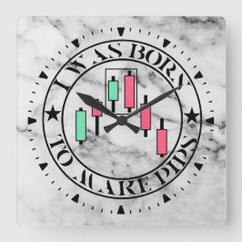 Trade Design | Bearish pattern Marble | Pips Quadratische Wanduhr