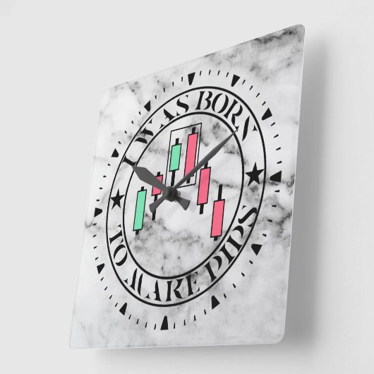 Trade Design | Bearish pattern Marble | Pips Quadratische Wanduhr (Winkel)