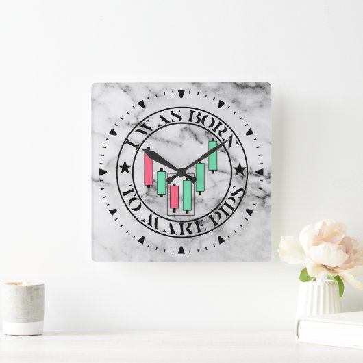 Trade Design | Bullish pattern | Marble Quadratische Wanduhr (Zuhause)