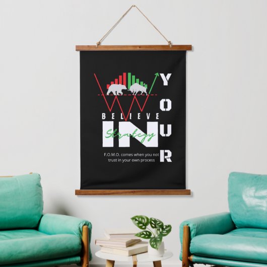 Trade Motivation | Bullish | Pattern Wandteppich Mit Holzrahmen (Wohnzimmer)