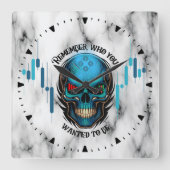 Trade Motivation | Skull N Marble | Remember Quadratische Wanduhr (Vorderseite)