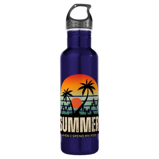 Trader design | Summer | Funny Edelstahlflasche (Vorderseite)