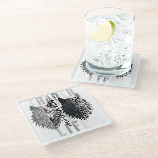 Trader life | Wolf | Both sides Glasuntersetzer (Schrägansicht)