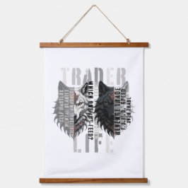 Trader life | Wolf | Both sides Wandteppich Mit Holzrahmen