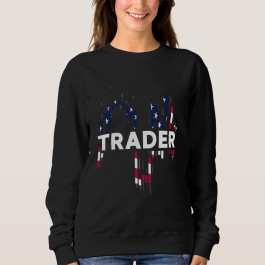 Trader USA American Flag Candlestick Formation Sweatshirt (Vorderseite)