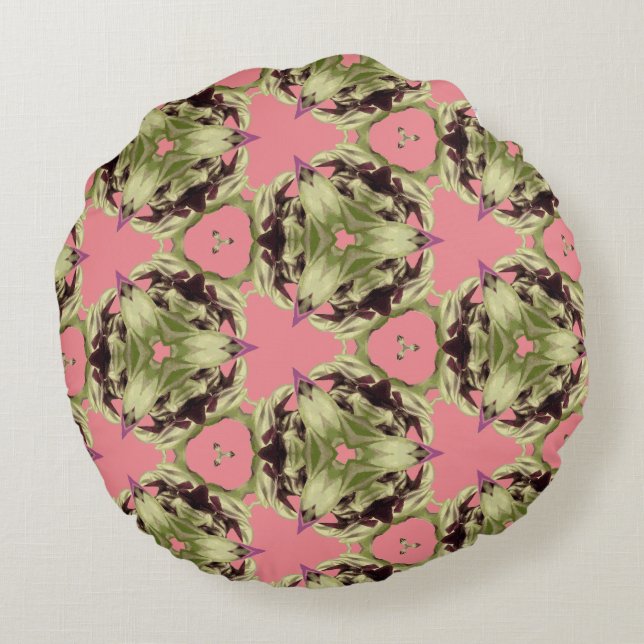 Tradescantia Kaleidoscope Rundes Kissen (Rückseite)