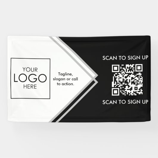 Tradeshow Display Signage QR Code Upload Your Logo Banner (Horizontal)