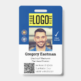 Tradesman Foto ID Impfstoff QR Code Blaues Abzeich Ausweis