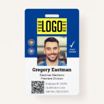 Tradesman Foto ID Impfstoff QR Code Blaues Abzeich