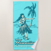 Tradewinds Hawaiian Island Hula Girl - Turq Strandtuch (Vorderseite)
