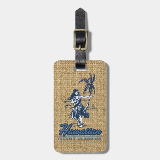 Tradewinds hawaiische Insel Hula Mädchen hell Gepäckanhänger (Vorderseite vertikal)