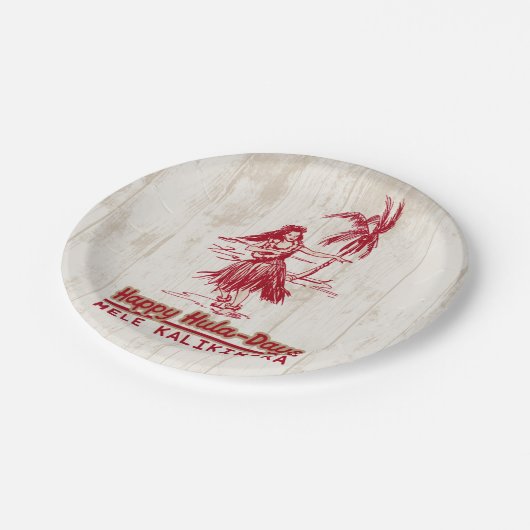 Tradewinds Holiday Hawaiian Hula Girl Pappteller (Schrägansicht)