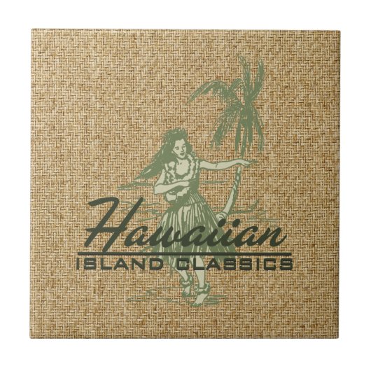 Tradewinds Hula Girl Hawaiian Tile Trivet Fliese (Vorderseite)
