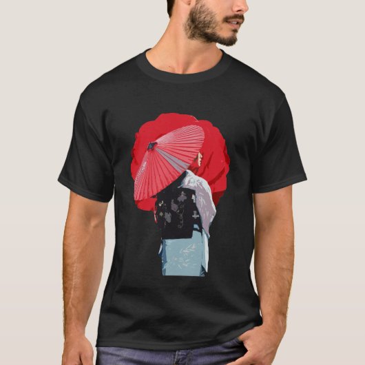 Tradicional Vermelho Gueixa Kimono Arte Gráfica T-Shirt (Vorderseite)