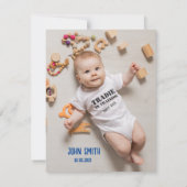 Tradie Baby Birth Announcement Certificate Card RSVP Karte (Rückseite)