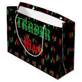 Trading Chart Pattern Streetwear rote grüne Kerze Große Geschenktüte (Rückseite Schrägansicht)
