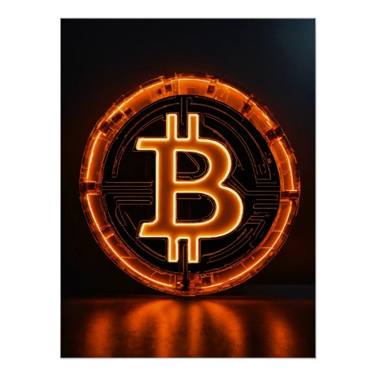 Trading Room Modernes Office Orange Bitcoin LOGO Poster (Vorderseite)