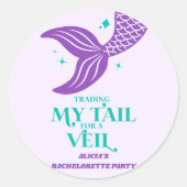 Trading Schwanz For Veil Mermaid Junggeselinnen-Ab Runder Aufkleber (Vorderseite)