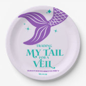 Trading Tail For Veil Mermaid Bachelorette Party Pappteller (Vorderseite)