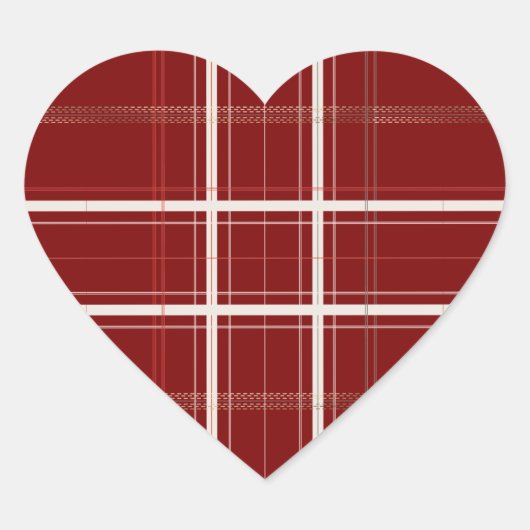Tradition Karierte gemütliche Holzhütte dunkelrote Herz-Aufkleber (Vorderseite)