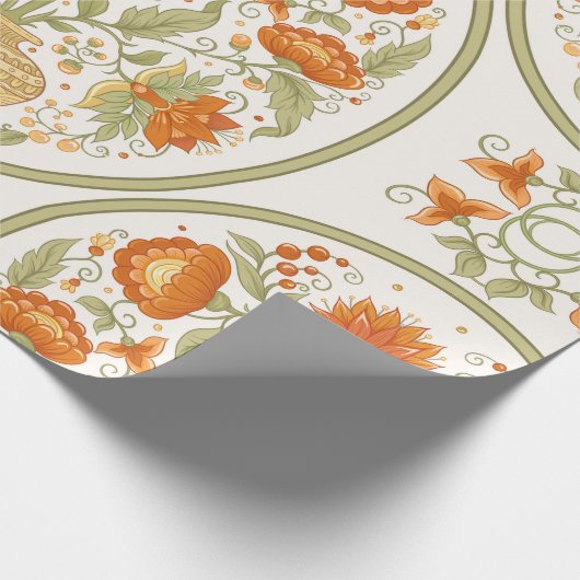 Tradition mughal motif, fantasy flowers in retro, geschenkpapier (Ecke)