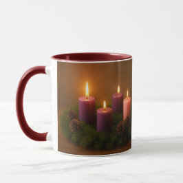 Traditional Advent Wreath with Four Lit Candles Tasse