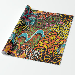 Traditional african fabric and wild animal skins p geschenkpapier