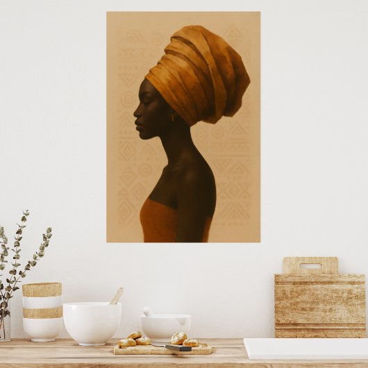 Traditional African Woman Boho Style Wall Art Poster (Küche)
