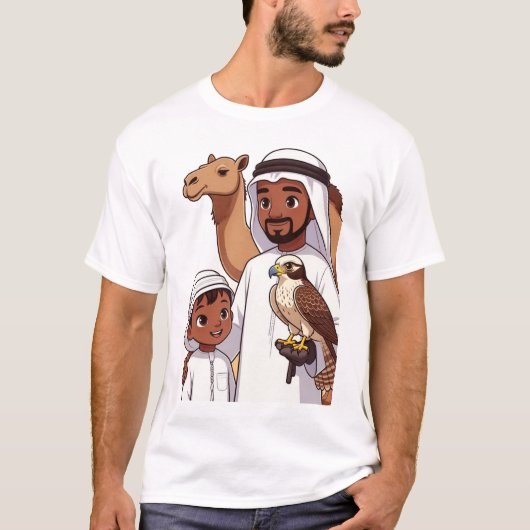 Traditional Arab Falcon Hunt T-Shirt (Vorderseite)