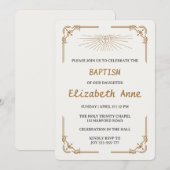 Traditional Baptism for Daughter Gold Cross Einladung (Vorne/Hinten)