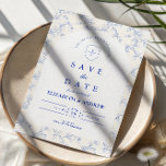 Traditional Blue Chinoiserie Wedding Save The Date<br><div class="desc">An elegant blue and white chinoiserie design inspired by classic Delft porcelain patterns. The intricate floral border surrounds a clean central panel, creating a refined and timeless look for sophisticated wedding celebrations. Delicate European toile-style artwork combined with crisp navy typography gives the design a heritage aesthetic reminiscent of fine porcelain...</div>