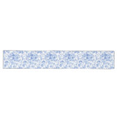 Traditional Blue Toile Roses Floral Table Runner Großer Tischläufer (Horizontal)