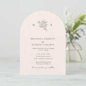 Traditional Blush Pink Monogram Wedding Invitation Einladung (Stehend Vorderseite)