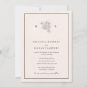 Traditional Blush Pink Monogram Wedding Invitation Einladung (Vorderseite)