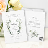 Traditional Botanical Greenery Wedding QRCode RSVP Einladung