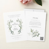 Traditional Botanical Greenery Wedding QRCode RSVP Einladung