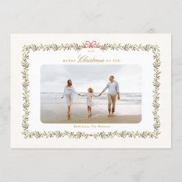 traditional bow christmas botanical 2 photo frame  feiertagskarte