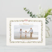 traditional bow christmas botanical 2 photo frame  feiertagskarte (Stehend Vorderseite)