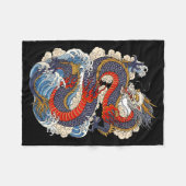 Traditional Chinese Dragon East Asia Dragon Ukiyoe Fleecedecke (Vorderseite (Horizontal))