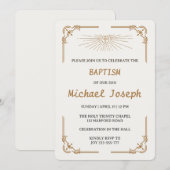 Traditional Christian Baptism for Son Gold Cross Einladung (Vorne/Hinten)